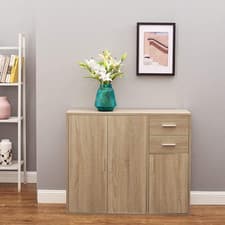 Image of Sideboard Oak Storage Cabinet Three Door Two Drawer Modern Home Furniture