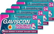 Image of Gaviscon Double Action Mixed Berries Flavour Chewable Tablets, 24 x 4 Pack