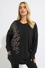 Image of Yours Curve Women's Plus Size Leopard Sequin Embellished Jumper