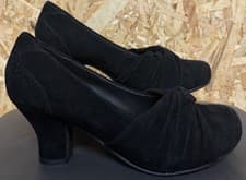 Image of Ladies Hotter "Amethyst" Suede Leather Court Shoes. Uk3.5 Eu36.5. Black. NEW!