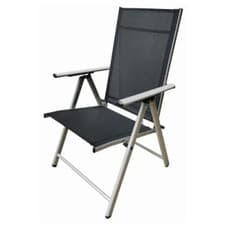 Image of Garden Chair Outdoor High Back Recliner Folding 9 Positions Black/Silver