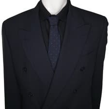 Image of Vintage Hugo Boss Zeus Double Breasted Navy Blazer Made in USA Sz 40R EU 50 1980