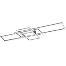 Image of Brushed Nickel Modern Geometric Square Frame Flush Ceiling Light CCT 105cm