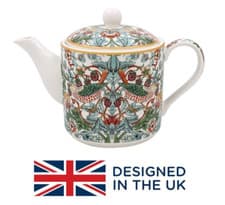 Image of Lesser & Pavey Fine China William Morris Strawberry Thief Tea Pot | Design in UK