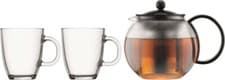 Image of Bodum Assam Teapot / Tea Press 1L and 2 Pavina Glasses set UK