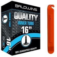 Image of Baldwins 16 x 2.25 Bike Cycle Inner Tube Schrader Car Valve +BALDYS TYRE LEVER