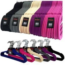 Image of NON SLIP FLOCKED COAT CLOTHES HANGERS VELVET TROUSER HANGING SPACE SAVING