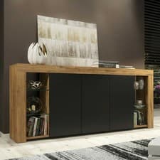 Image of Sideboard TV Unit 164cm Oak Display Cabinet TV Stand Living Room Storage