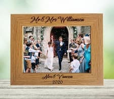 Image of Personalised Engraved Mr and Mrs Wedding Photo Frame for 7x5 Picture - Wedding D