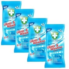 Image of Green Shield Glass and Window Surface Wipes 4 Packs of 70 = 280 Wipes