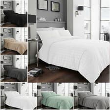 Image of Luxury Seersucker Striped Duvet Quilt Cover & Pillowcase/s Bedding Set Cotton
