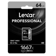 Image of Lexar Professional 1667x 64GB SDXC UHS-II U3 Class 10  SD Memory Card V60-UK