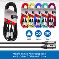 Image of Male to Female XLR Microphone Cable Patch Lead Balanced 0.5m-20m 6 Colours