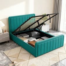 Image of Brushed Velvet Fabric Ottoman Bed Frame 3ft Single 4ft6 Double 5ft Kingsize