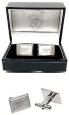 Image of ARSENAL FC CANNON CREST ENGRAVED STAINLESS STEEL MENS SHIRT CUFFLINKS GIFT