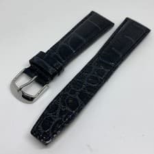 Image of LINKS OF LONDON Men's Black Croc Crackle Silver Buckle Watch Strap NEW RRP45