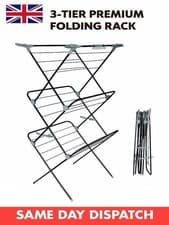 Image of Premium Strong Grip 3 Tier Clothes Airer 15-21m Drying Saving Space Foldable