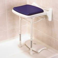 Image of AKW 2000 Series Compact Fold Up Padded Shower Seat Blue