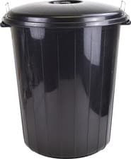 Image of 70L Heavy Duty Dustbin Rubbish Bin With Locking Lid Garden Waste Outdoor Black