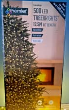 Image of Premier 500 LED Christmas Tree Lights Tree Brights Timer Multi Action WARM WHITE