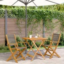 Image of  3-Piece Bistro Set Grey Polypropylene and Solid J6W5