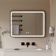 Image of Bathroom LED Mirror With Demister Touch Sensor Illuminated Wall Mirror Anti-fog