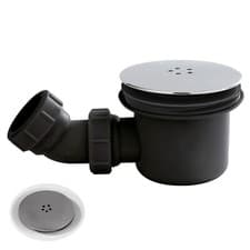 Image of Nuie Mega Flow Vented Shower Tray Waste Trap Black / Chrome Modern Bathroom