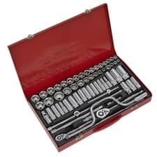 Image of WallDrive Socket Set 64 Piece 3/8" & 1/2" Square Drive 6pt Socket Set with Case