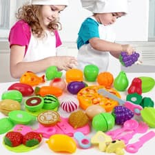 Image of Pretend Play 25 pcs Kitchen Set for Kids Cooking Role Play cutting food toy