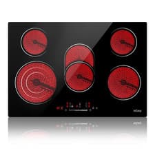 Image of 77cm Black 5 Zone Frameless Built-in Touch-Control Timer Electric Ceramic Hob