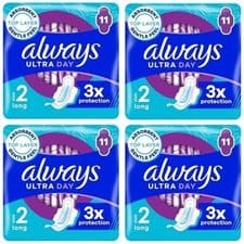 Image of Always Ultra Day Pads With Wings Size 2 Long Quattro Pack 48 Pads 3x Protection