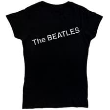 Image of The Beatles T Shirt White Album Faces new Official Womens Skinny Fit Black