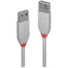 Image of LINDY 36714 USB 2.0 cable USB-A plug to socket 3m Grey