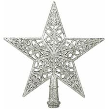 Image of Christmas Tree Topper Star 5 Tip 20cm - Sparkle Glitter Festive Xmas Decoration