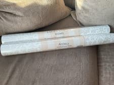 Image of LAURA ASHLEY ANNECY WALLPAPER " WHITE / DOVE GREY " x 2 ROLLS