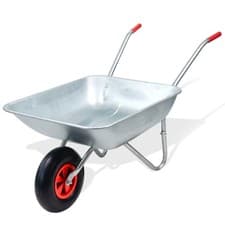 Image of 65L Wheelbarrow Heavy Duty Galvanised Home Garden Metal Cart with Pneumatic Tyre