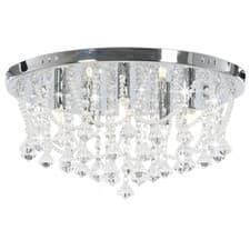 Image of WALPLUS Silver Ceiling Lamp Crystal Beads Round Light Fixture 4x G9 Bulbs