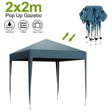 Image of 2x2M Pop Up Gazebo Marquee Waterproof Garden Party Tent w/ Sides Black/Grey/Blue