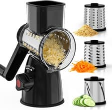 Image of Rotary Cheese Grater Rotary Graters for Kitchen with 3 Stainless Steel Drum Blad