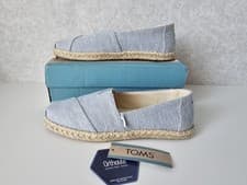 Image of TOMS Alpargata Rope Light Blue Recycled Cotton Woven Canvas Slip On UK 3.5 NEW