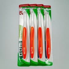 Image of GUM End-Tuft Toothbrush Orange 4 Pack Soft Bristle 308 NEW
