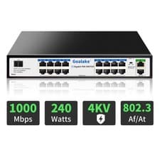 Image of 19 Port Gigabit Ethernet PoE Switch with 16 PoE Ports 2 Gigabit Uplink 1 x 1.25G