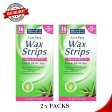 Image of 72 x Beauty Formulas Aloe Vera Wax Strips for Face & Bikini Hair Removal..