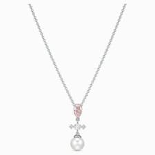 Image of Genuine Swarovski Perfection Necklace Pink Crystal Pearl Rhodium Plated 5516591