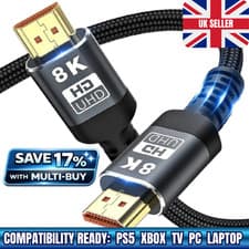 Image of 8K HDMI Cable 2.1 Gold Plated Ultra High Speed 48Gbps 8K 60Hz 4K 120Hz HDR eARC