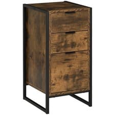 Image of HOMCOM Industrial 3-Drawer Bedroom Chest of Drawers with Metal Frame, Brown