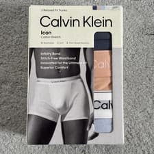 Image of Calvin Klein Icon Cotton Stretch 3 Pack Relaxed Fit Trunks