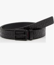 Image of Hugo Boss Belt Gengol-Logo-Em Leather 95cm/36in - Handmade, multi logo, embossed