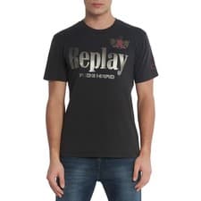 Image of Replay Mens T Shirts Ride Hard Graphic Regular Fit Crew Neck Cotton Summer Tee