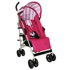 Image of My Babiie Magenta Stripes Stroller Pram With Rain Cover Birth To 15kg/Aprx 4 Yrs